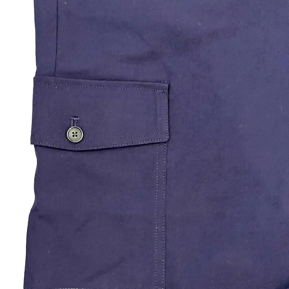 LOFT Women’s Dressy Wide Leg Cargo Pants Size 12 Navy Blue Utility Career - Picture 3 of 9